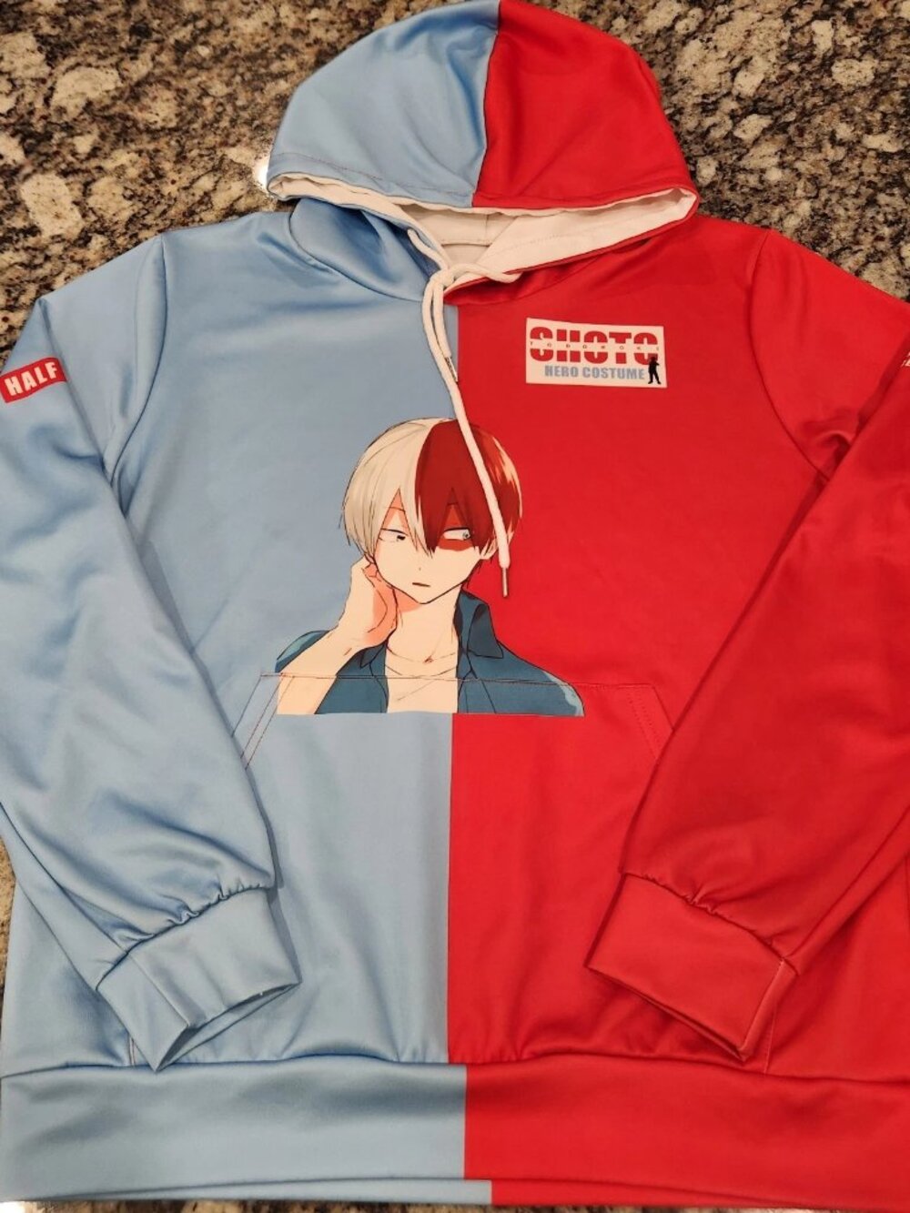 My Hero Academia Shoto Todoroki Split Color Sweatshirt Blue Red Hoodie M EUC
